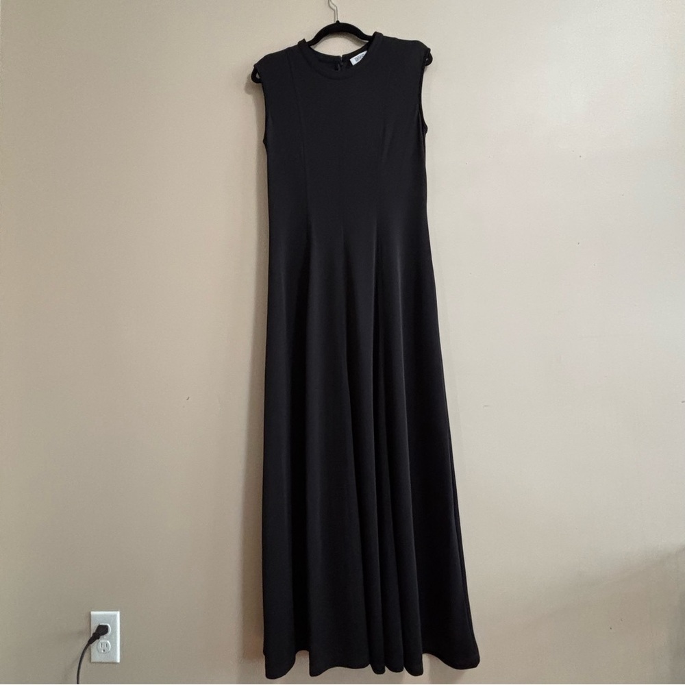 NOMIA NYC Designer Sz 12 Seamed Flared Maxi Dress in Black new without tag - Picture 3 of 16